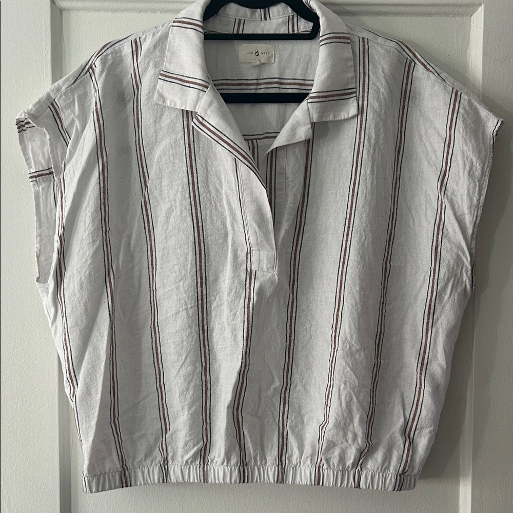 LOFT White and Black Striped Blouse from Lou & Grey brand
